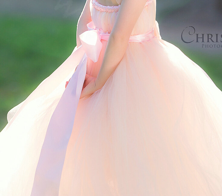 Cute Skirts Winter Flower Girls Long Suspenders Wedding Party Dress - Pink