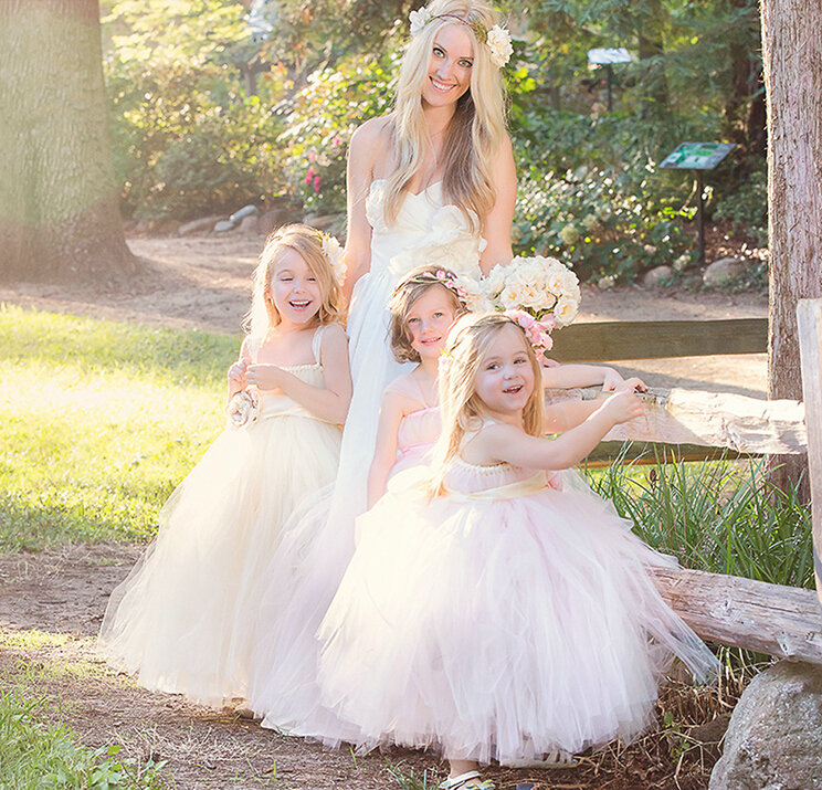 Cute Skirts Winter Flower Girls Long Suspenders Wedding Party Dress - White