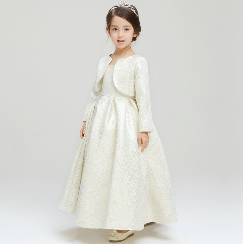 Cute Skirts Winter Flower Girls Shawl Bowknot Wedding Party Dress - White