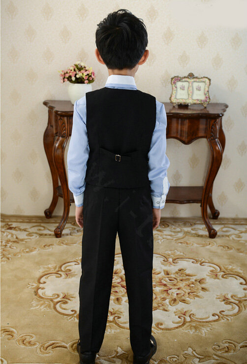 Cute Winter Flower Boys Suit Clothes Wedding Party Dress - Black Blue