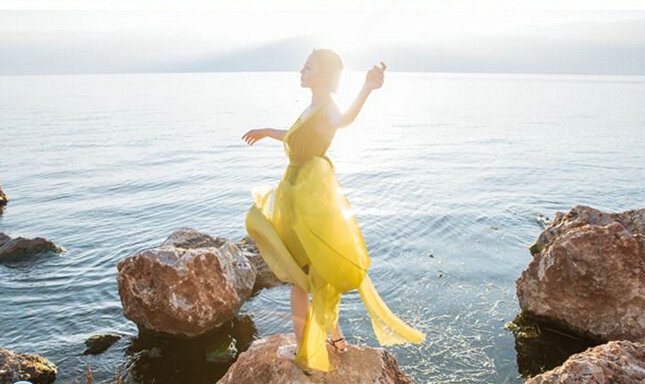 Dresses Summer Backless Women Tunic Elbow Sleeve Solid Beach Long Chiffon - Green