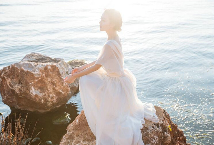 Dresses Summer Backless Women Tunic Elbow Sleeve Solid Beach Long Chiffon - White