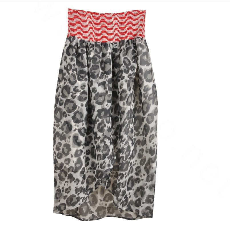 Dresses Summer Women Backless Leopard Print Short Chiffon Fringe - Red