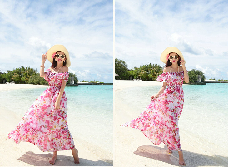 Elegant Dresses Summer Girls Oblique Beach Long Chiffon Bohemian - Rose