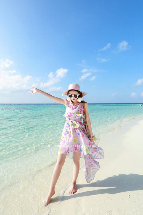 Elegant Dresses Summer Girls Swallowtail Beach Long Chiffon Bohemian - Pink