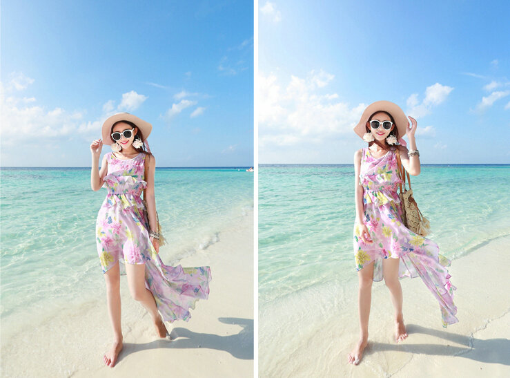 Elegant Dresses Summer Girls Swallowtail Beach Long Chiffon Bohemian - Pink