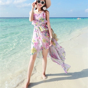 Elegant Dresses Summer Girls Swallowtail Beach Long Chiffon Bohemian - Pink