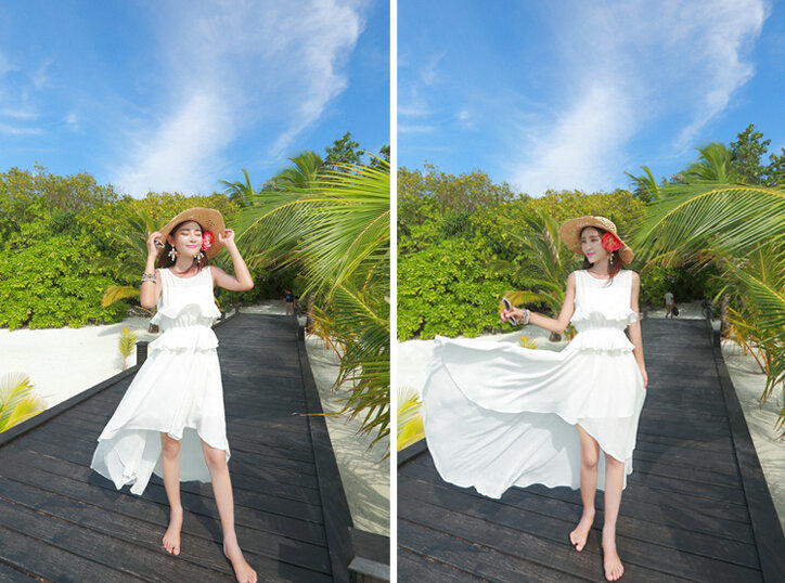 Elegant Dresses Summer Girls Swallowtail Beach Long Chiffon Bohemian - White