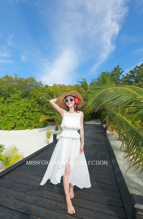 Elegant Dresses Summer Girls Swallowtail Beach Long Chiffon Bohemian - White