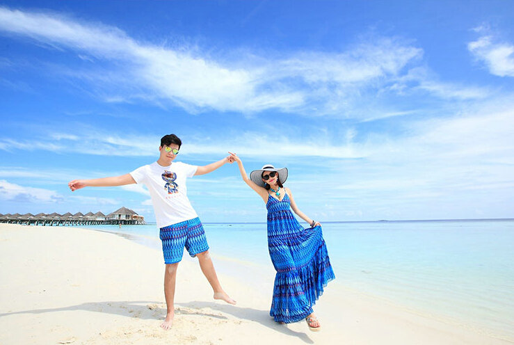 Elegant Dresses Summer Women Sundresses RhombicBeach Long Chiffon Bohemian - Blue