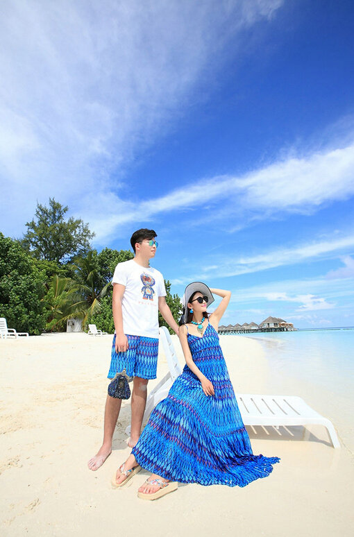 Elegant Dresses Summer Women Sundresses RhombicBeach Long Chiffon Bohemian - Blue