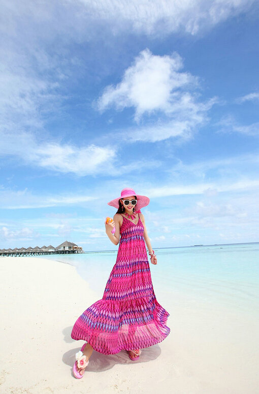 Elegant Dresses Summer Women Sundresses RhombicBeach Long Chiffon Bohemian - Rose