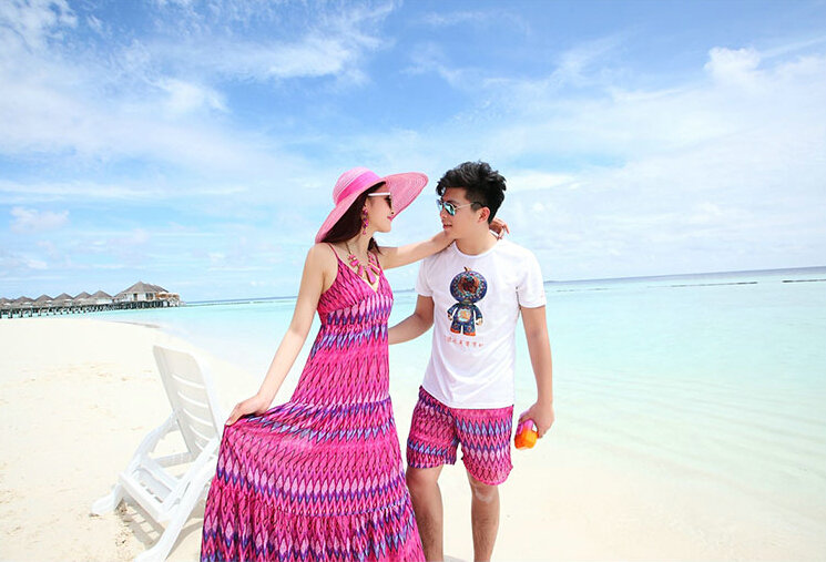 Elegant Dresses Summer Women Sundresses RhombicBeach Long Chiffon Bohemian - Rose