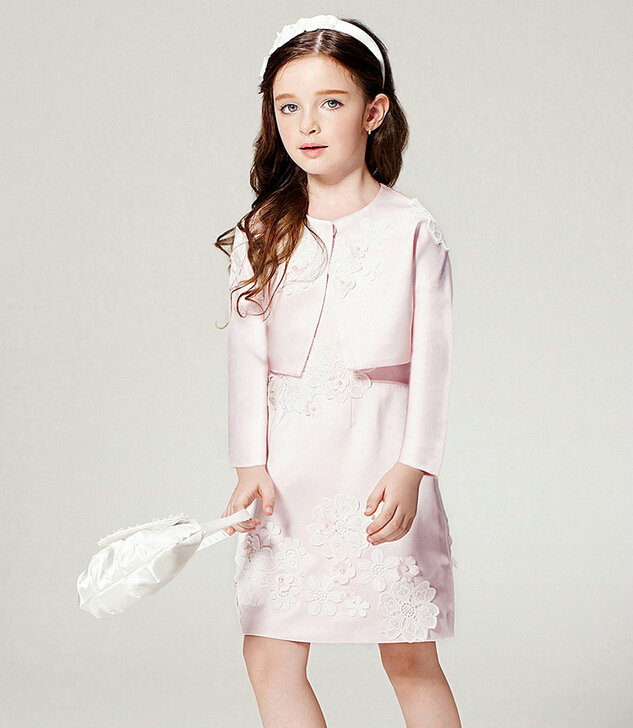 Elegant Dresses Winter Flower Girls Lace Wedding Party Dress - Pink