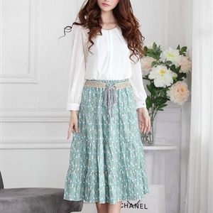Fation Dresses Summer Girls Floral Bohemian Coast Semi Long Printed - Green