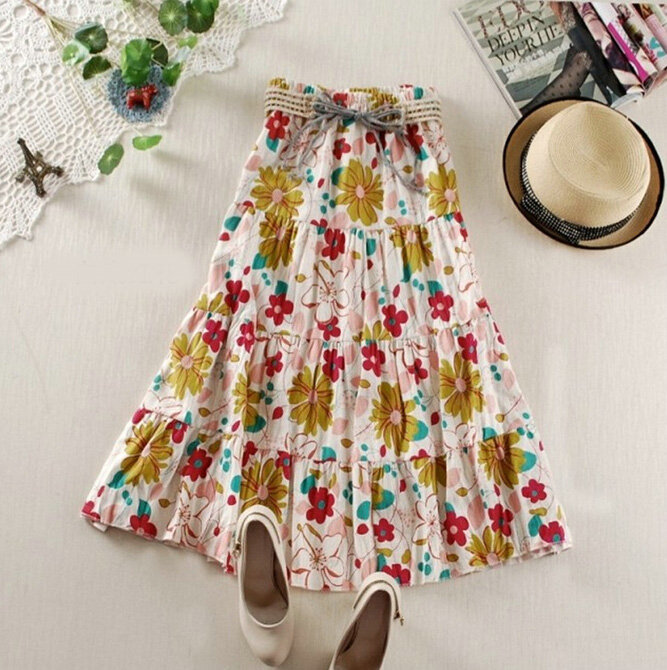 Fation Dresses Summer Girls Floral Bohemian Coast Semi Long Printed - Pink