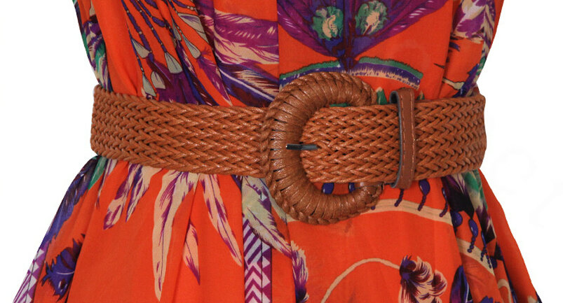 Fation Dresses Summer Girls Printed Bohemian Coast Chiffon Long - Orange