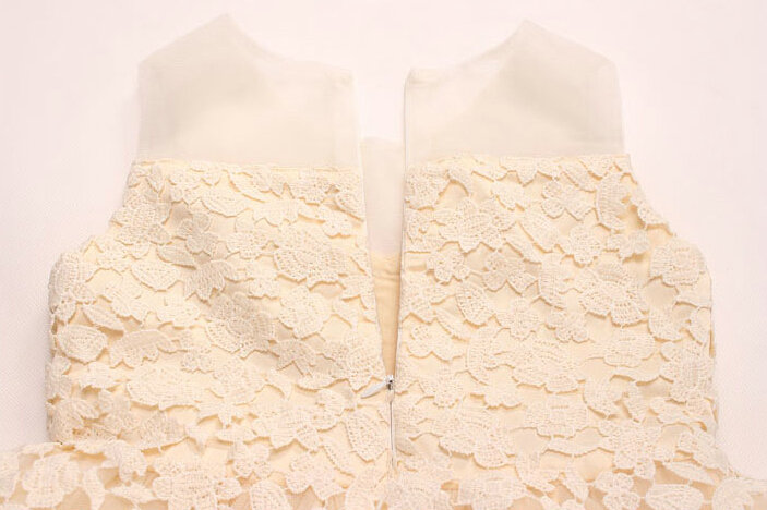 Fluffy Dresses Winter Flower Girls Lace Long Sleeve Wedding Party Dress - Beige