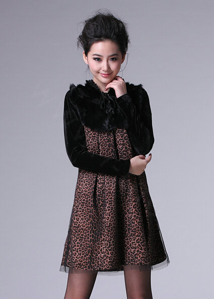 Glamorous Dresses Winter Ladies Leopard Print Velvet Skirts - White