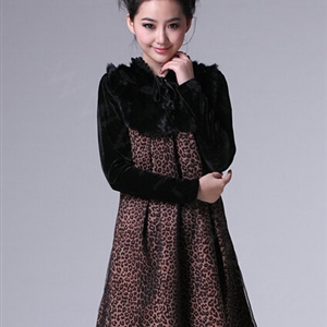 Glamorous Dresses Winter Ladies Leopard Print Velvet Skirts - White