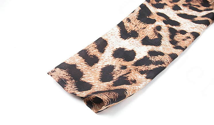 Gorgeous Dresses Spring Women Three-Quarter Sleeve Silk Leopard Print - Brown
