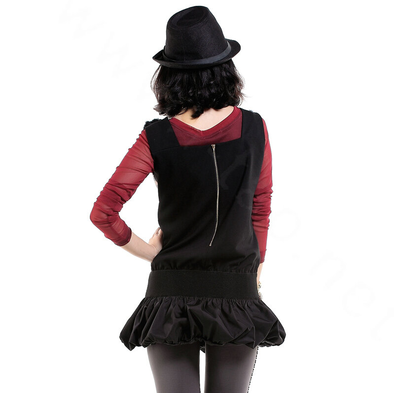 Sexy Dresses Spring Women Long Sleeve Fur Leather Leopard Print - Red Black