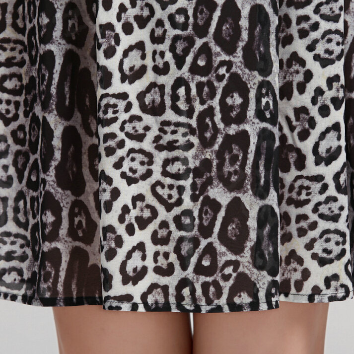 Sexy Dresses Summer Female Skirts Leopard Print Stitching Silk - Brown