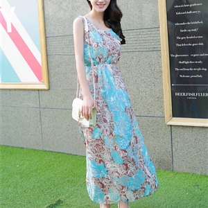 Sweet Dresses Summer Female Skirts Beach Bohemian Long Chiffon - Blue