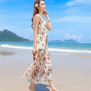 Sweet Dresses Summer Girls Affordable Flower Bohemian Coast Chiffon Long - Pink