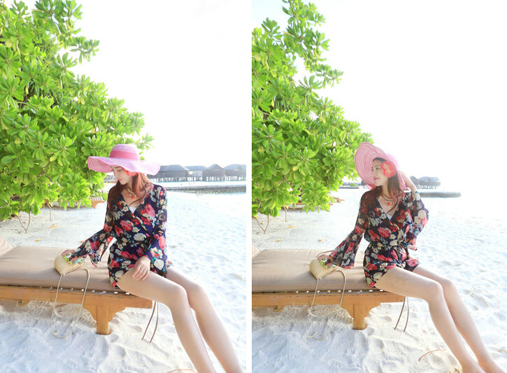 Sweet Dresses Summer Girls Floral Bohemian Coast Long Sleeve Chiffon Short - Navy Blue