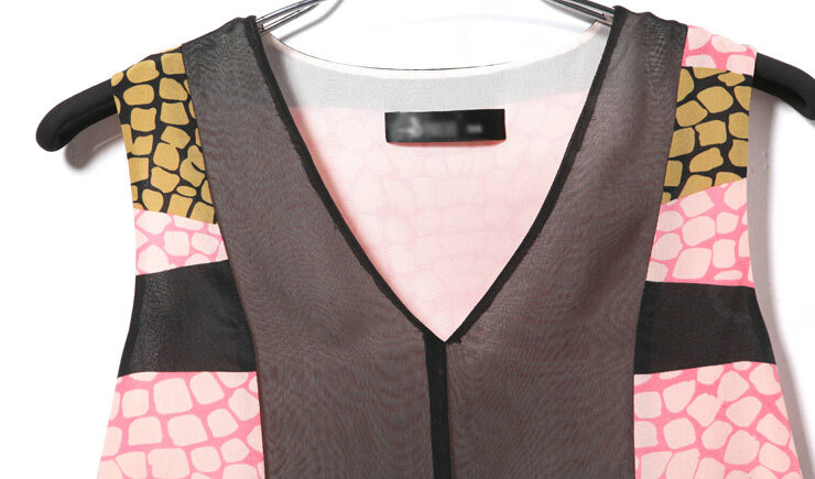 Sweet Dresses Summer Women Leopard Print Bowknot Chiffon Tunic - Black Pink