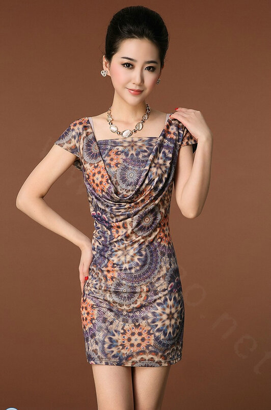 Temperament Dresses Summer Women Leopard Print Plus Size - Purple