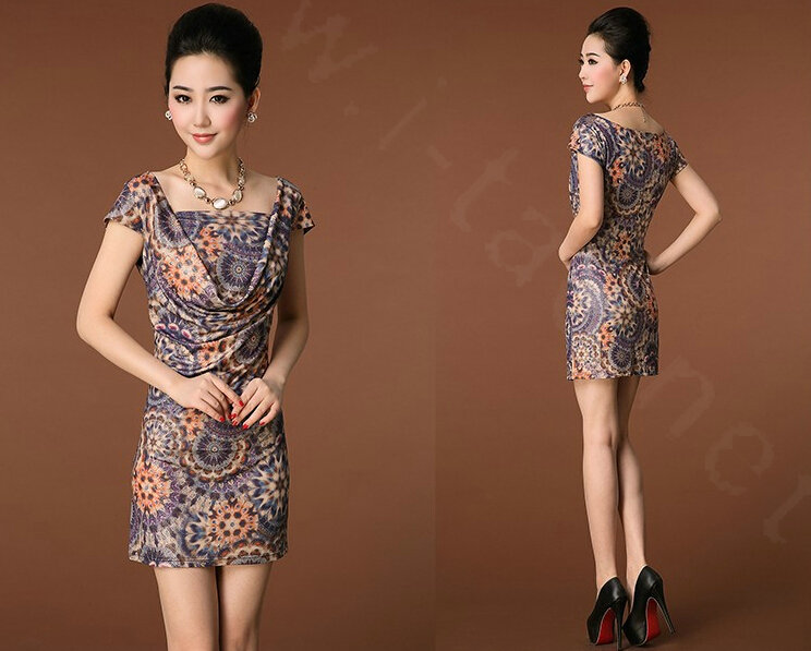 Temperament Dresses Summer Women Leopard Print Plus Size - Purple