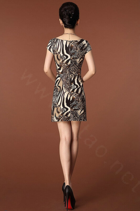 Temperament Dresses Summer Women Leopard Print Zebra Print - Coffee