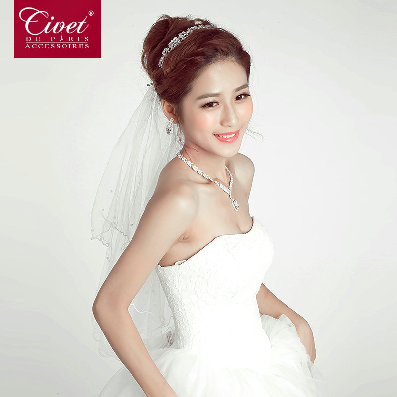 Alloy Rhinestone Bride Jewelry Sets Necklace Earrings Women Dinner Accessories - White