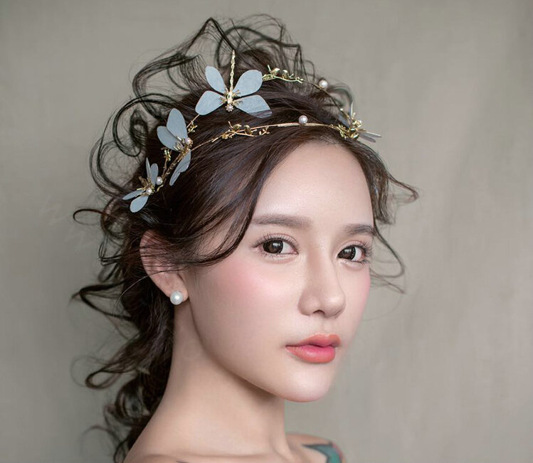 Baroque Bride Headdress Pearl Dragonfly Retro Alloy Hairbands Wedding Accessories - Gold
