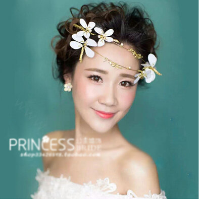 Baroque Bride Headdress Pearl Dragonfly Unique Alloy Hairbands Wedding Accessories - Gold