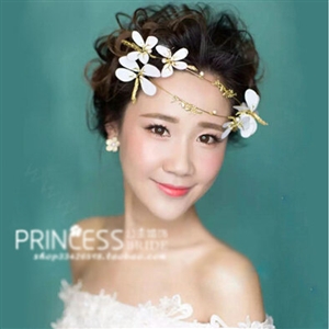 Baroque Bride Headdress Pearl Dragonfly Unique Alloy Hairbands Wedding Accessories - Gold