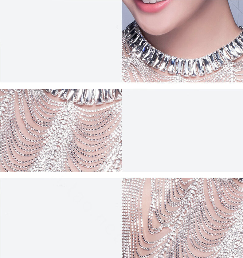 Beautiful Rhinestone Zircon Bridal Necklace Wedding Stage Tassel Shoulder Chain Accessories