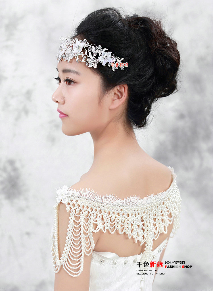 Cheapest Pearls Beads Bridal Necklace Shoulder Chain Wedding Lace Cape Accessories