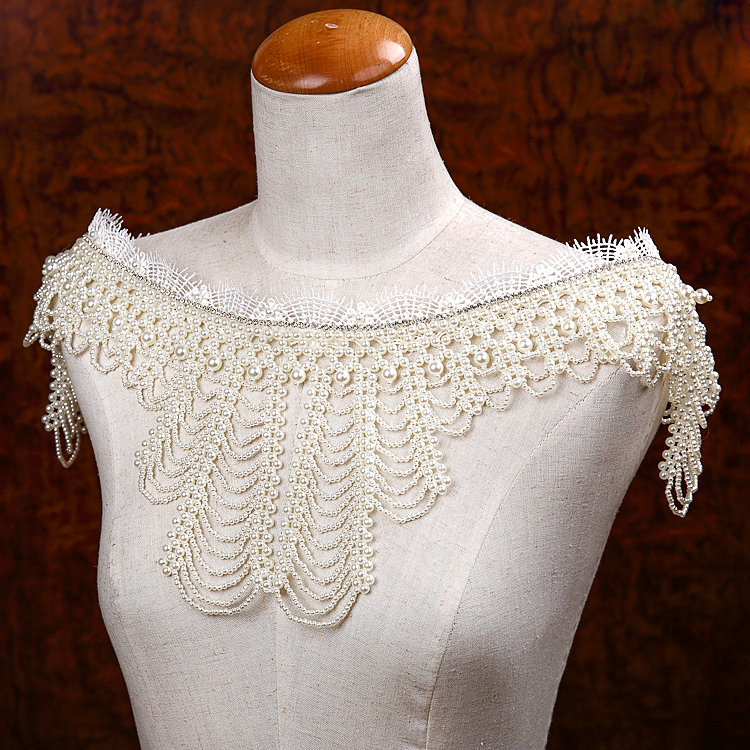 Cheapest Pearls Beads Bridal Necklace Shoulder Chain Wedding Lace Cape Accessories