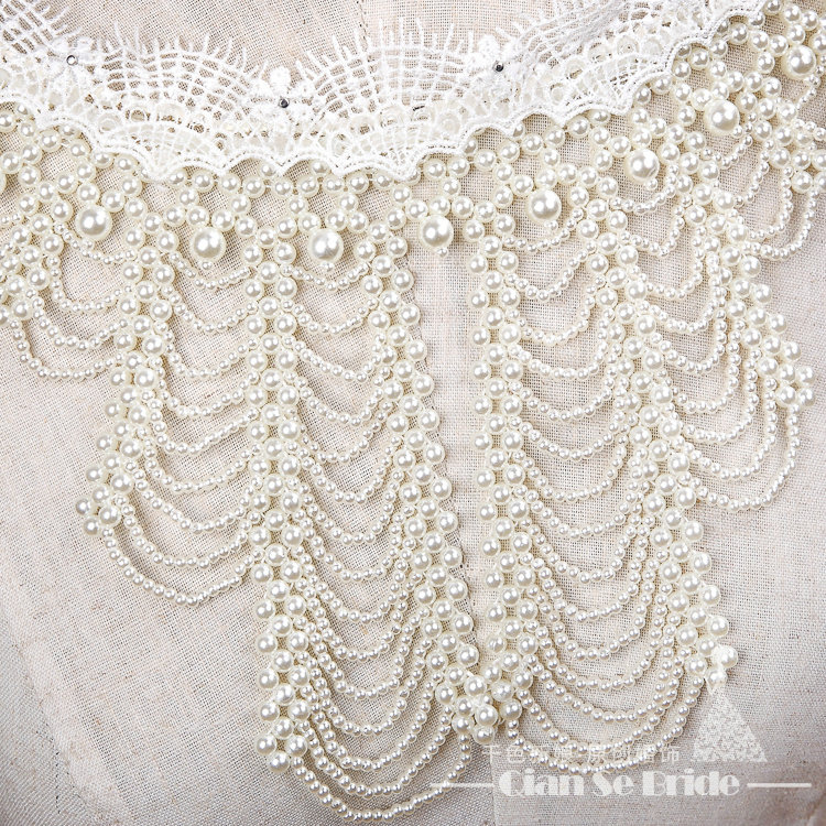 Cheapest Pearls Beads Bridal Necklace Shoulder Chain Wedding Lace Cape Accessories