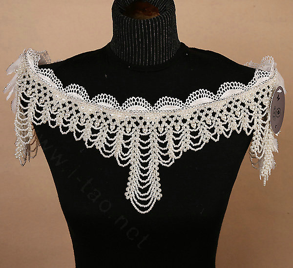 Classic Bridal Pearls Beads Tassel Shoulder Chain Wedding Lace Flower Cape Accessories