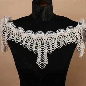 Classic Bridal Pearls Beads Tassel Shoulder Chain Wedding Lace Flower Cape Accessories