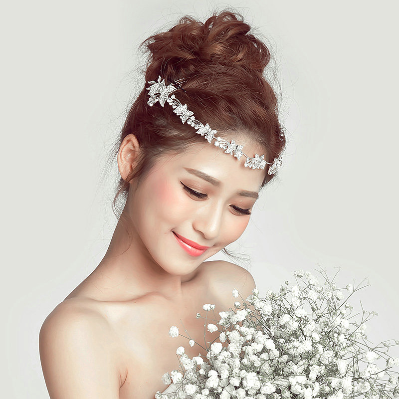 Crystal Butterfly Alloy Soft Chain Bridal Headbands Women Wedding Hair Accessories - White