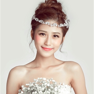 Crystal Butterfly Alloy Soft Chain Bridal Headbands Women Wedding Hair Accessories - White