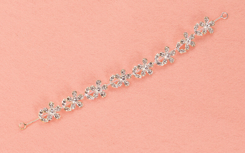 Crystal Diamond Alloy Flower Soft Chain Bride Headbands Women Wedding Hair Accessories - White