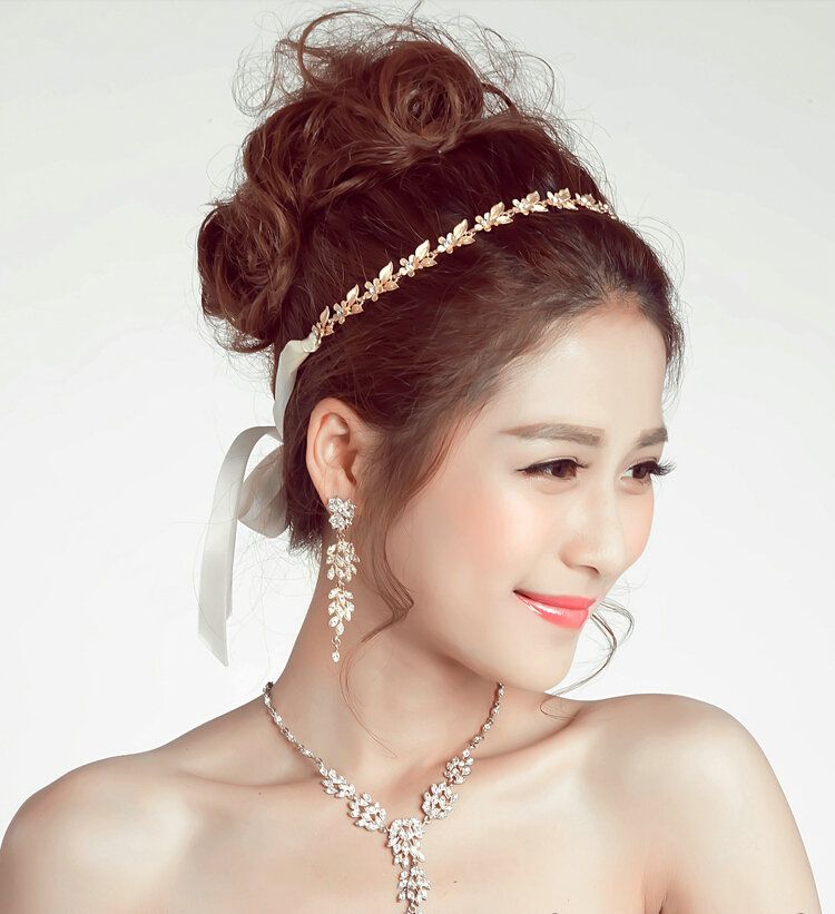 Crystal Stars Alloy Soft Chain Bridal Headbands Women Wedding Hair Accessories - Gold