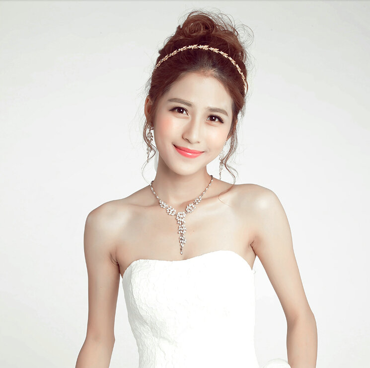 Crystal Stars Alloy Soft Chain Bridal Headbands Women Wedding Hair Accessories - Gold