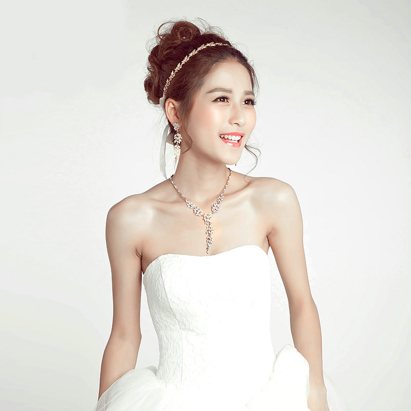 Crystal Stars Alloy Soft Chain Bridal Headbands Women Wedding Hair Accessories - Gold